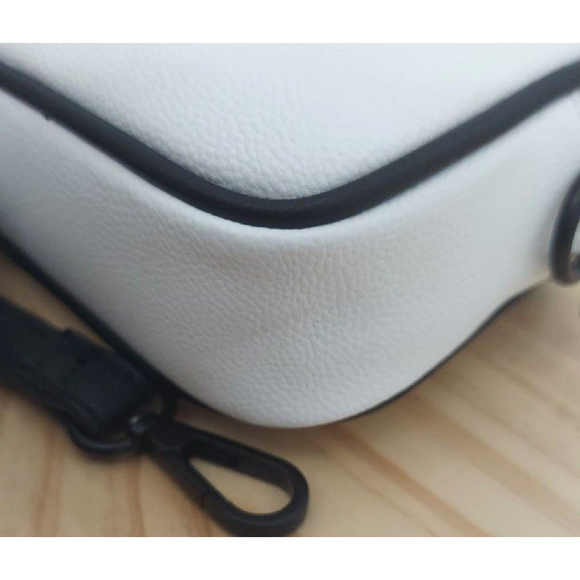 Like Dreams Women's Mini Camera Crossbody Bag White Black Trim - Picture 7 of 11